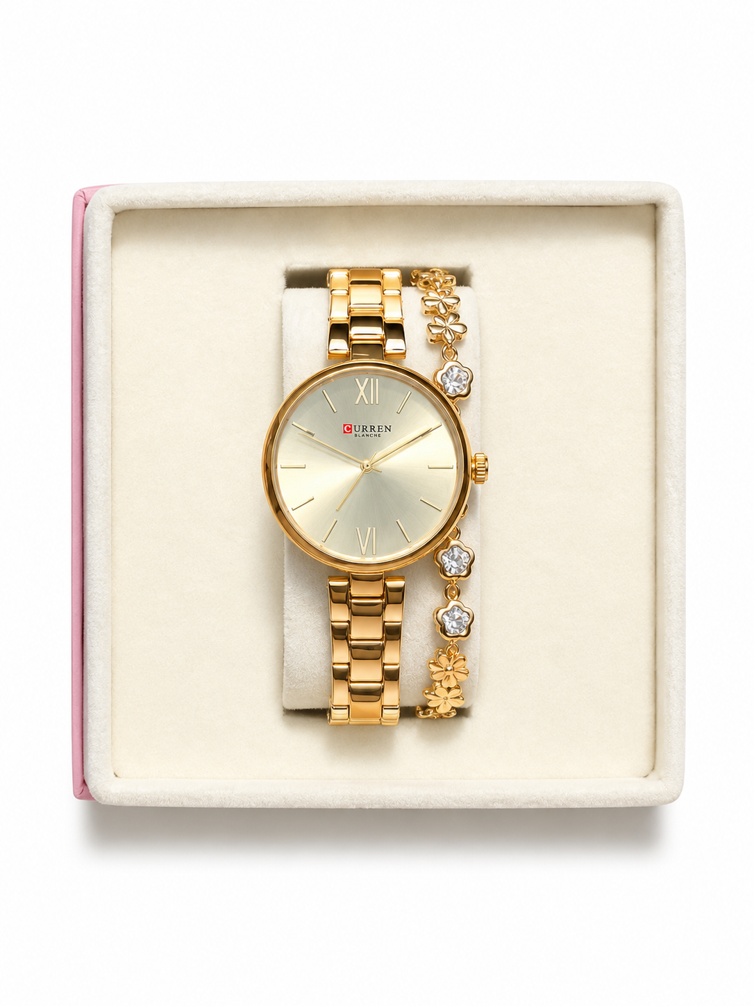 STAINLESS CURREN GOLD WATCH