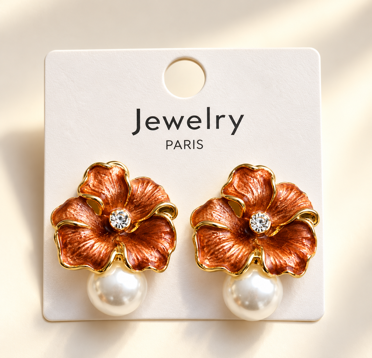 Amber Bloom Pearl Earrings
