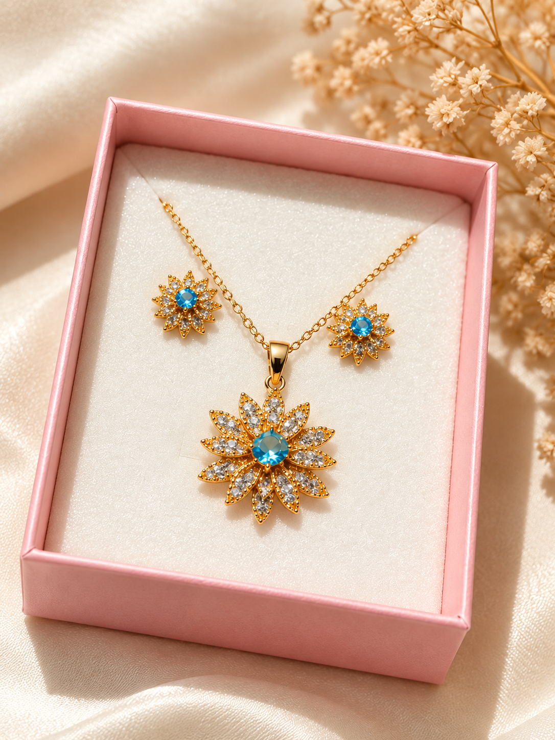 Azure Blossom Necklace and Earring