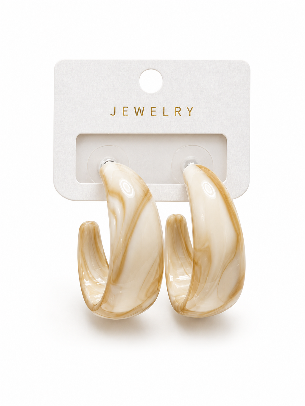 Ivory Marble Hoop Earrings