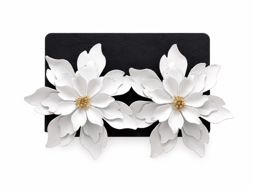 Ivory Blossom Floral Statement Earrings