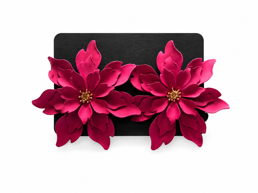 Ivory Blossom Floral Statement Earrings