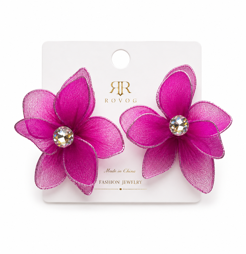 Orchid Mesh Flower Stud Earrings