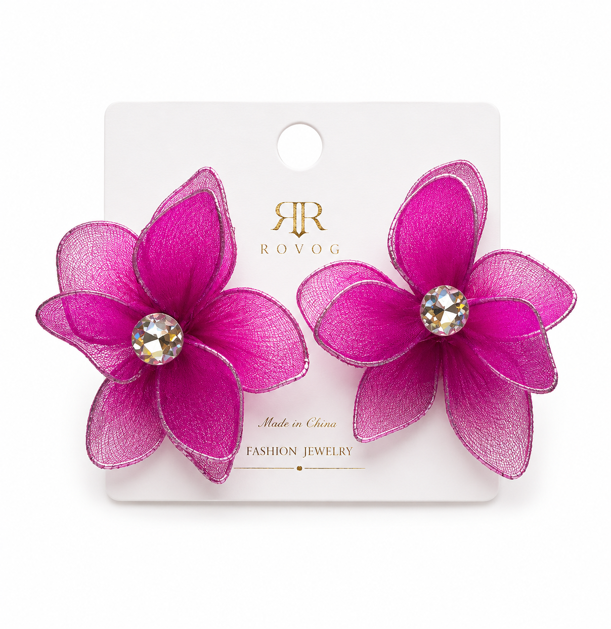 Orchid Mesh Flower Stud Earrings