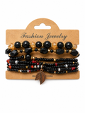 Midnight Black Boho Bracelet Stack