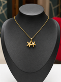 Starfish-embedded bead gold necklace