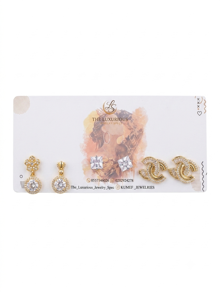 GOLD DROP 3-IN-1  EARRING SET