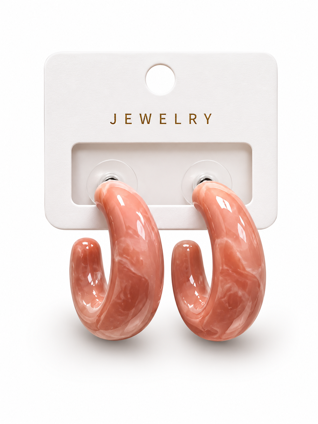 Ivory Marble Hoop Earrings