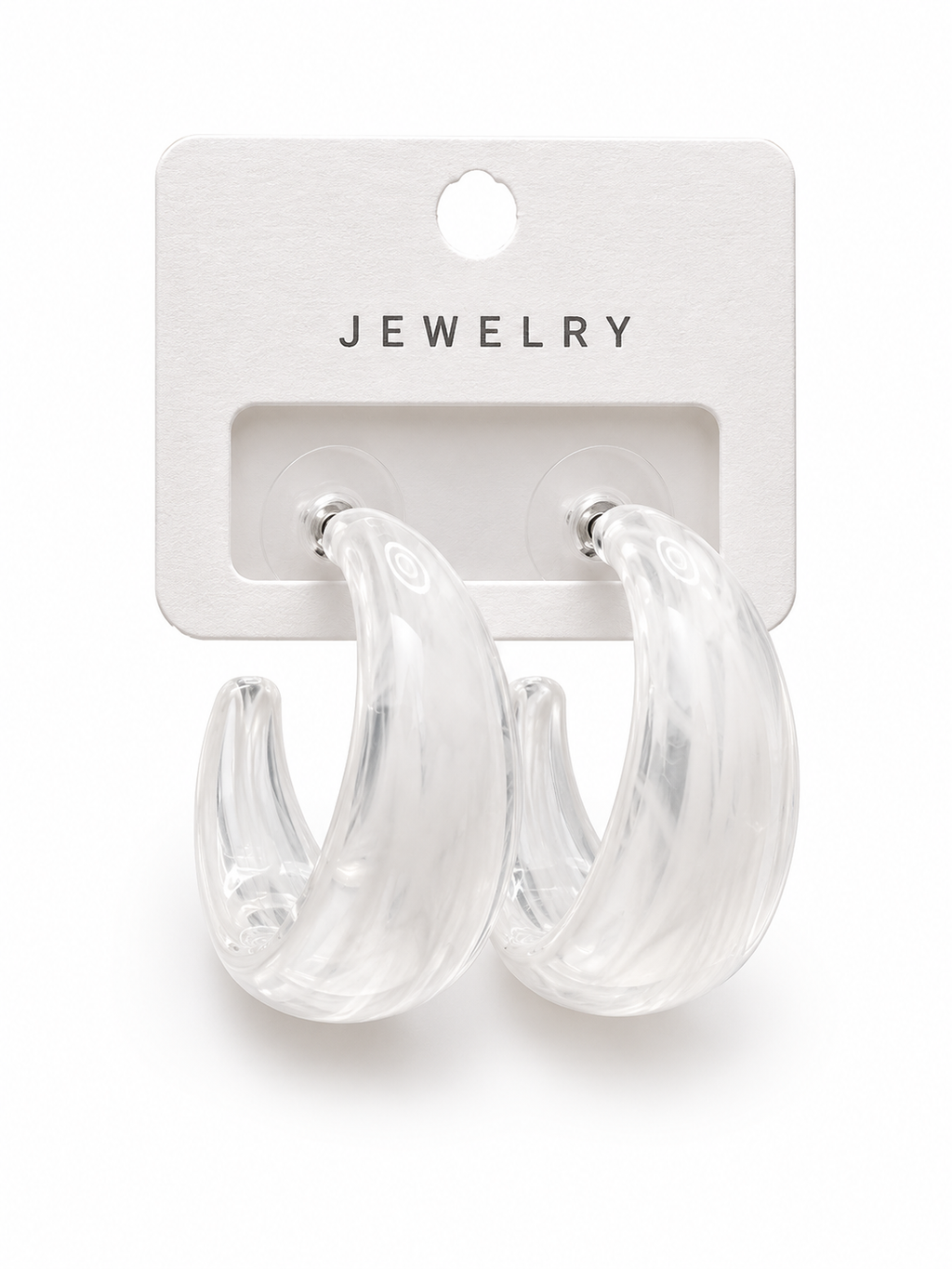 Ivory Marble Hoop Earrings