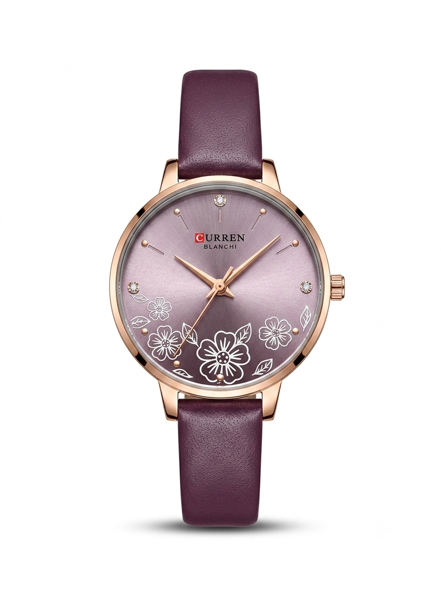 CURREN PLUM PURPLE LEATHER WATCH
